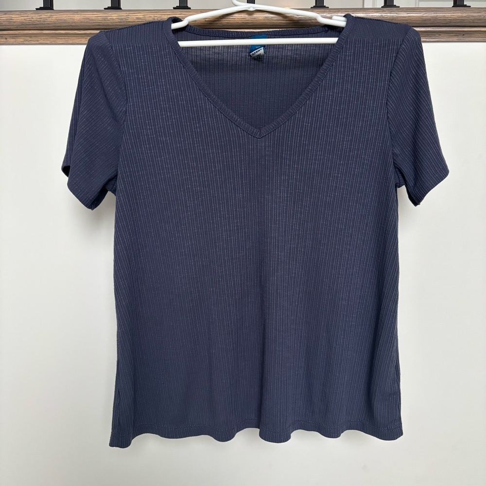 Old Navy Navy Blue Ribbed Short Sleeve Tee - petite extra small